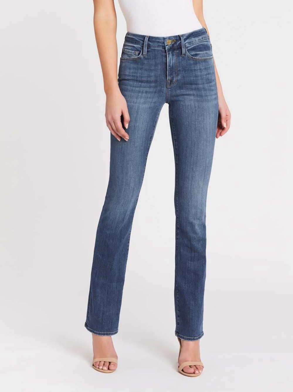Frame Mid Rise Le Mini Boot Notch Pocket in Melody